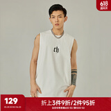 CHINISM  CH赤尘美式休闲运动背心男士潮牌高街水洗宽松坎肩纯棉无袖上衣 本白色 XL