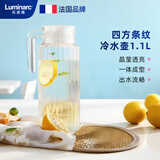 乐美雅（Luminarc）玻璃水壶冷水壶凉水杯家用冰箱大容量茶壶四方透明1.1L凉水壶