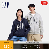 Gap男女装印花字母logo抓绒连帽卫衣休闲660128外套 灰色 165/88A(S) 亚洲尺码