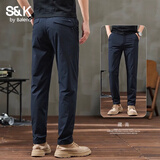 班尼路（Baleno） S&K系列三防男士合体直筒休闲裤春秋新款男装舒适商务弹力男裤子 藏青 36