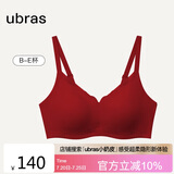 ubras浪花兔耳杯大杯背勾文胸女士内衣女大胸显小无痕胸罩 丝绒红 M