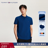 TOMMY HILFIGER【潮流多色】夏季男装珠地棉商务休闲短袖T恤翻领POLO22109 宝蓝色C5J M (推荐：135-150斤)