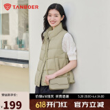 坦博尔羽绒服马甲女立领宽松外搭短款羽绒背心外套TD236006 奶茶棕 175