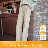 Semir[商场同款]休闲裤女纯棉阔腿裤盐系秋季2024新款磨毛长裤复古 浅卡其50356 XS