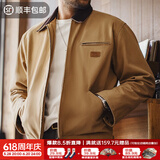 马登工装星际穿越底特律猎装夹克男春季J001美式帆布巴恩风翻领外套 卡其色 XL