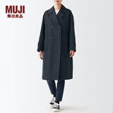 无印良品（MUJI）女式 不易沾水 双排扣大衣 风衣 外套秋 深藏青色 2A S（155/80A）