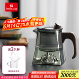 heisou泡茶壶家用耐高温玻璃茶壶木把带过滤茶水分离花茶壶泡茶器KC888