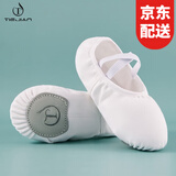 铁箭（TIEJIAN）舞蹈鞋女童免系带软底芭蕾猫爪成人儿童练功形体鞋中国舞鞋大码男 白色 30/19cm