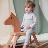 nest designs宝宝家居服儿童套装冬季天竹绒纯色长袖打底衫长裤睡衣男女宝宝 烟云灰-长裤 （秋冬厚款） 100 cm（建议身高90-102cm）