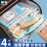 晨光（M&G）文具 可手提单层A4文件袋小学生透明网格学科分类袋 试卷科目分类拉链袋1套 语数英综ADM929WL