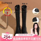达芙妮（DAPHNE）官方靴子女长筒靴女骑士靴2024年厚底显瘦马丁靴女秋冬款高筒女靴 黑色加绒【薄绒款】 37