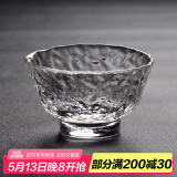 瓷牌茗茶具（cipaiming teaset）瓷牌茗 耐热玻璃品茗杯功夫茶杯日式锤纹透明主人杯个人杯单杯 冰纹高足杯