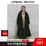 UR秋季新款女装摩登英伦风双排扣收腰系带风衣UWM140030 黑色 (偏宽松) L