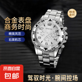 2024新款网红男士手表圆形钢链高档帅气高级 银带银盘