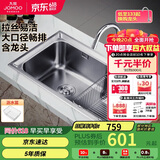 九牧（JOMOO）不锈钢水槽不沾油大容量洗菜盆洗碗池大单槽龙头套餐75*45  02228