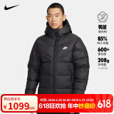 耐克NIKE羽绒服男短款连帽SF WR 650-D FLD外套FB8178-010黑L