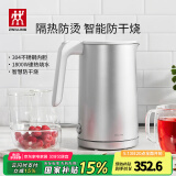 双立人（ZWILLING）烧水壶电热水壶电智能防干烧Enfinigy家用双层防烫电水壶 1.5L 银色大容量