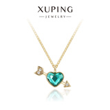 XUPING旭平首饰G合金精美一箭穿心项链女生送礼物精品日常通勤饰品 6号湖绿色 链长约40+5cm