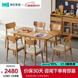 林氏家居北欧实木餐桌家用岩板餐桌小户型吃饭桌子饭桌歺桌椅家具LS003R3 原木色|实木款|1.4m单桌+餐椅*6