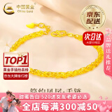 中国黄金（CHINA GOLD）黄金手链女足金首饰凤尾手链素金520送老婆生日礼520送女朋友礼物 时尚凤尾手链 约1.8g 刻字/代写贺卡