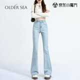OLDER SEA浅色微喇牛仔裤女小个子春夏2025年新款高腰显瘦喇叭马蹄裤子女 浅蓝色 M 建议99-115斤