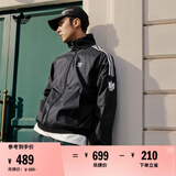 adidas休闲简约三条纹梭织立领夹克外套男装阿迪达斯官方三叶草 黑色 L