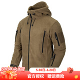 赫利肯爱国者连帽重磅抓绒衣男秋冬季防风保暖外衣休闲加厚夹克外套 狼棕色（带帽） M (高170-180cm 重150-170斤)