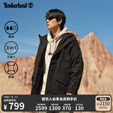 添柏岚（Timberland）官方男装冲锋三合一外套户外防水抓绒|A2J5B A2J5B001/黑色 M