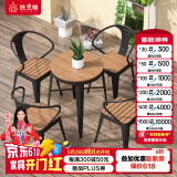 铁元帅阳台户外桌椅组合室外家具铁艺小茶几简约休闲庭院露台花园桌椅套 黑色圆形直径60*75桌（一桌2椅）