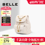 百丽礼物包包女包秋季新款简约休闲假日出游菱格双肩包X7046CX4 米色 F