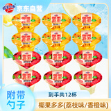 蜡笔小新 椰果多多果冻 180g*12杯 荔枝香橙味 大碗果冻 大块椰果 零食