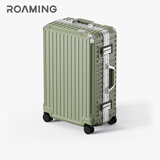 漫游铝框行李箱男万向轮旅行箱包大容量拉杆箱登机箱子密码箱女 卡其绿2026高颜值焕新版 24英寸 拓博尔轻音轮需托运