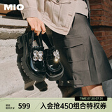 MIO 【赵露思同款】米奥新款甜酷女鞋中跟乐福鞋厚底一脚蹬单鞋 黑色 36