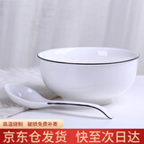 浩雅釉下彩景德镇餐具8英寸大汤碗大汤勺家用汤盆汤碗套装清雅