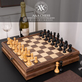 A&A/领御胡桃木国际象棋跳棋套装抽屉款高档实木棋盘比赛专用chess西洋棋