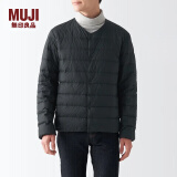 无印良品 MUJI 男式 便携式 无领羽绒夹克男款 男士羽绒服冬季款 保暖 黑色2A L