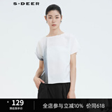 S.DEER圣迪奥新品晕染肌理拼接T恤S20280180 白色/90 M 165