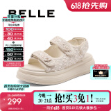 百丽（Belle）亮片休闲凉鞋女商场款厚底增高凉鞋B4A1DBL4 米色 37 (235mm)