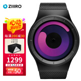 ZIIIRO德国手表Mercury水星新概念潮牌无指针漩涡送礼潮流石英运动腕表 黑紫Black - Purpl