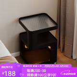航轩世家床头柜小型家用卧室创意床边柜现代简约收纳架子铁艺移动边几 【带感应灯】35*35*59cm-幽暗黑