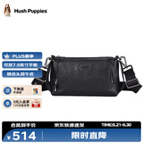 暇步士（Hush Puppies）单肩包真皮男士背包斜挎商务通勤牛皮小挎包新款男士包生日礼物 黑色HA-2171005W-5710