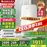 格力（GREE）除湿机家用抽湿机客厅地下室整屋除潮防霉除湿器40升/天单间72㎡ 智能控湿可干衣干燥器DH40EH