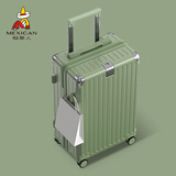 稻草人功能行李箱大容量拉杆箱男大号皮箱密码箱女生大号旅行箱登机箱 青松绿【多功能拉链款】 28英寸 【适合7-15天长途旅行】