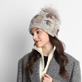 卡蒙（Kenmont）时尚亮片绵羊毛可爱毛球毛线帽潮女秋冬防风保暖针织帽km-9432