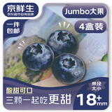 京鲜生 国产蓝莓 4盒18mm+装 125g/盒 生鲜水果 源头直发 包邮