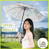 印象城双面花伞遮阳伞双层黑胶防晒防紫外线太阳伞晴雨两用雨伞 梨花白