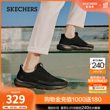 斯凯奇（Skechers）夏季男鞋新款轻便一脚蹬透气网面休闲运动跑步鞋百搭慢跑鞋 全黑色/65867-BBK 45