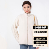 雪中飞摇粒绒立领女春季纯色简约舒适休闲情侣款保暖时尚百搭休闲卫衣 002F白色（女） L