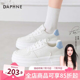 达芙妮官方小白鞋女2025年夏季爆款女鞋透气百搭运动休闲女鞋厚底板鞋女 白蓝色【四季款 跟高5.5cm】 35