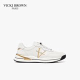 VICKI BROWN【VB男鞋】法国品牌时尚刺绣小白鞋舒适百搭休闲鞋男商务休闲皮鞋 白金 41
